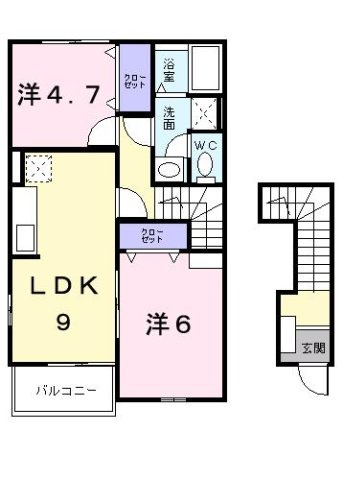 熊本市北区植木町岩野のアパートの間取り