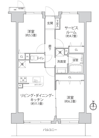 【間取り】 | ダイアパレス海老名　10階　2SLDKリフォーム済み【仲介手数料無料】 | 【仲介手数料無料でご紹介可能です】大樹不動産
