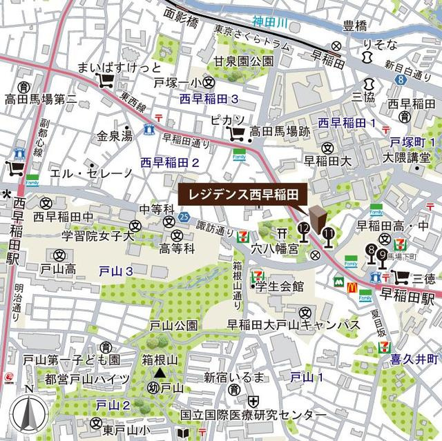 レジデンス西早稲田の地図