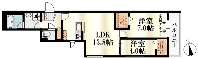 アダージォ阿佐谷の間取り|南東角部屋２面採光
