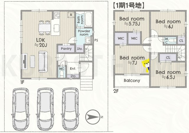 京都市西京区大枝北沓掛町3丁目　新築戸建の間取り