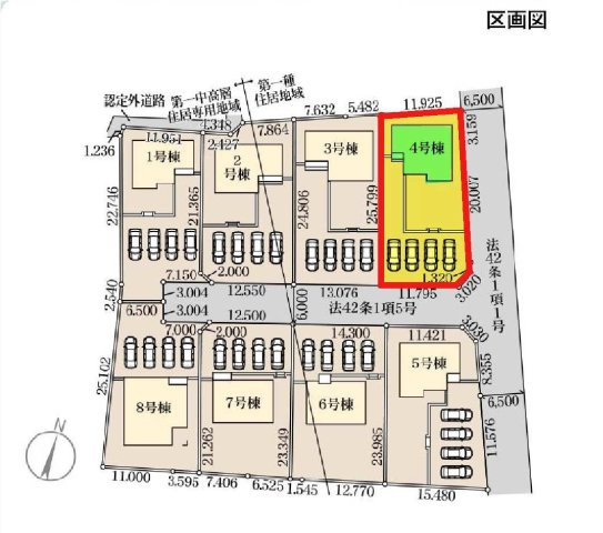新築　渋川市金井第18　Livele Garden.S　4号棟の区画図|4号棟　区画図　東側接道幅員約6.5ｍ
