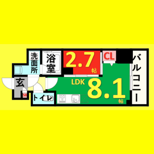 ポルタニグラ大須　名古屋市賃貸　仲介手数料無料の間取り