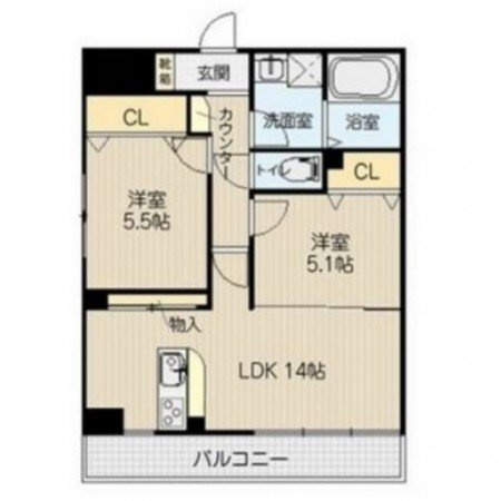 熊本市東区月出４丁目の賃貸マンションの間取り