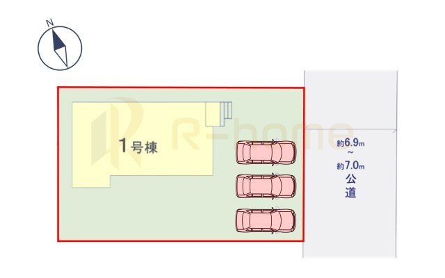 ひたちなか市東大島2期　新築戸建て　1号棟の区画図|大きなお買い物だからこそ、メリット・デメリットを伝えさせて頂きます。
R-homeにお任せください♪