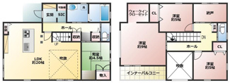 【間取り】 | 姫路市花田町加納原田　築浅一戸建て | 3080万円、4LDK+2S（納戸）、土地面積153.29平米、建物面積123.38平米 ■収納力のある広々4LDK＋2S♪
■開放感のあるアイランドキッチン♪