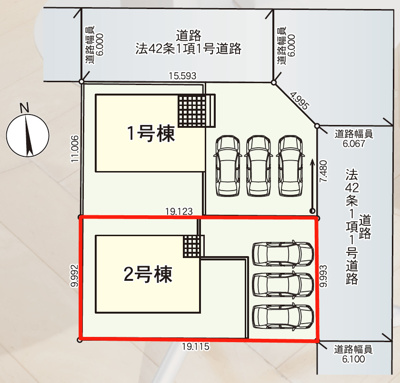 【区画図】 | Cradle garden　東根市神町西第14　2号棟 | ★内覧予約でブランド米2kg★