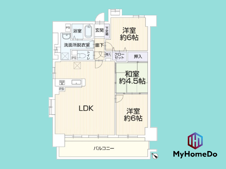宝マンション小田井ウエストの間取り|3居室と豊富な収納を備えた家族にうれしい住まいです