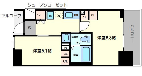 エステムプラザ難波EASTIIブレストの間取り|エステムプラザ難波ＥＡＳＴIIブレスト　間取り