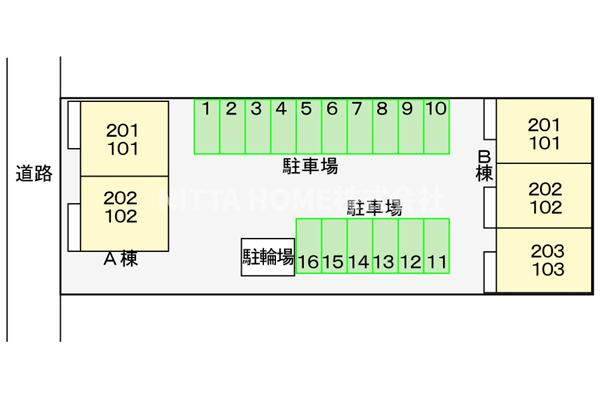 朝来市和田山町土田のアパートの区画図