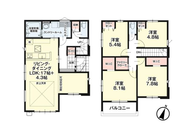 糸島市高田4丁目第3-1棟（1号棟）の間取り|全居室収納付きで便利です。