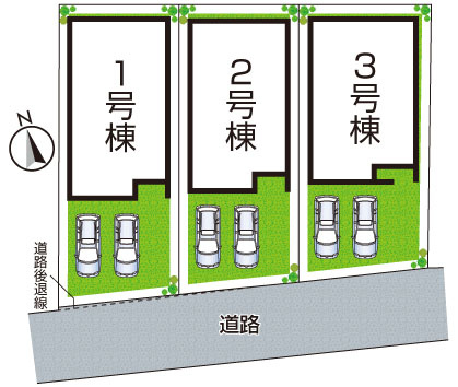 柏原市玉手町　第3期　新築一戸建ての区画図|全3区画