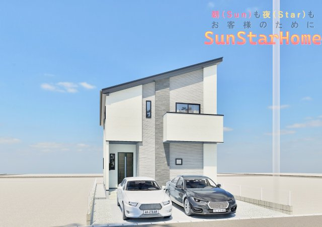 【サンスタ現地販売物件】羽村市神明台3丁目　限定1邸　太陽光発電付新築戸建の外観パース|完成予想外観パースです