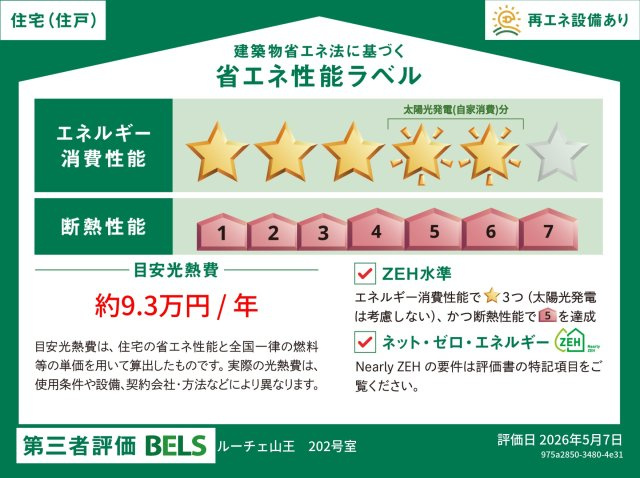 仮）山王3丁目メゾン(36)の省エネ性能ラベル