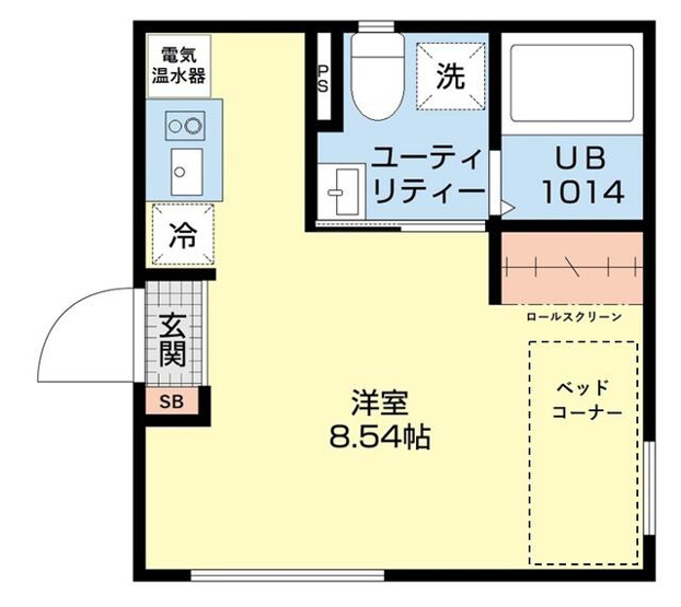 【間取り】 | グレースアレイ池上 | ２０．２１㎡、半地下の角部屋
