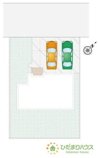 【区画図】 | 下妻市宗道　新築戸建　2号棟 | 前面道路幅ゆったり6ｍ。お車は並列2台駐車可能♪
（2号棟）