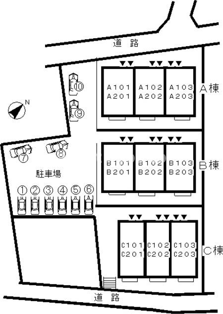 ビオトープ桜丘A棟の区画図
