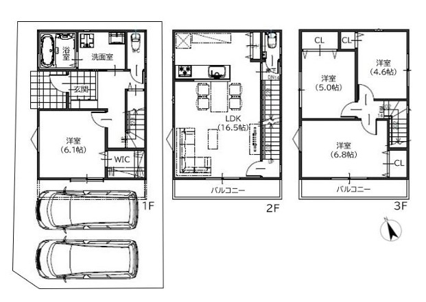 笠屋町新築戸建B号地の間取り