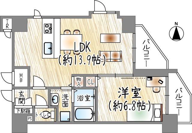 プレサンス心斎橋リベルタの間取り