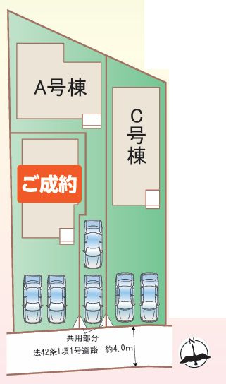 大和市西鶴間６丁目新築戸建て　A号棟の区画図|区画図「大和市西鶴間6丁目新築戸建て」