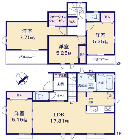 【間取り】 | 3人から4人家族には、新築戸建3LDKよりも広くゆったりした暮らしが出来る4LDKがおすすめです。家の中が広いことで、家族全員で団らんのできるリビングの他、子供1人に1部屋を割り当てることも可能です。