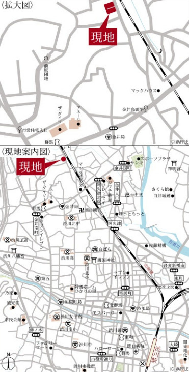 【新築】渋川市金井第１８　１号棟(全８棟)　リーブルガーデン　新築建売分譲の地図