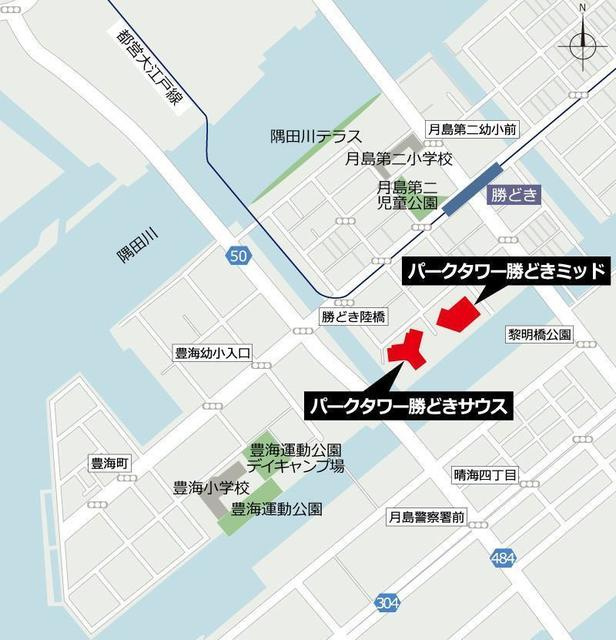 パークタワー勝どき　サウス棟の地図