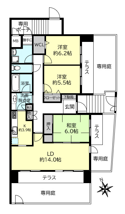 東急ドエル・アルス明石朝霧台の間取り
