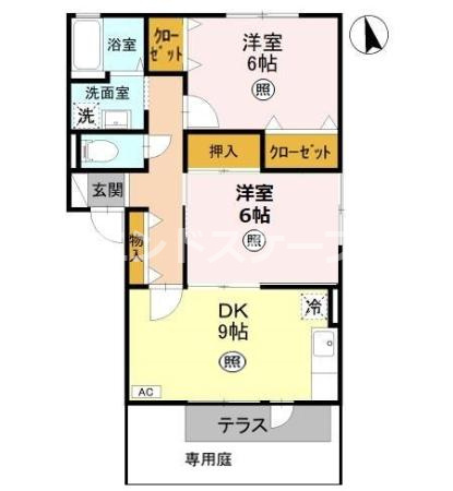 サンフラワー　Ｃの間取り|高崎、前橋のお部屋探しはエンドスケープまで！お客様の理想お聞かせ下さい♪