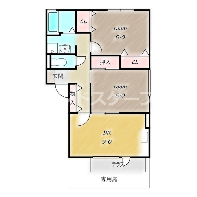 サンフラワー　Ｃの間取り|高崎、前橋のお部屋探しはエンドスケープまで！お客様の理想お聞かせ下さい♪