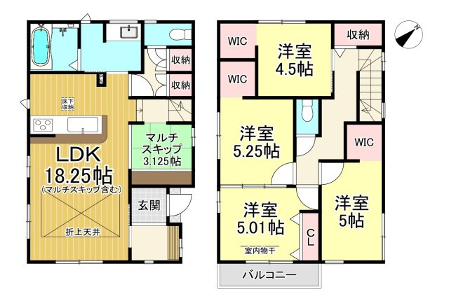 知多市八幡字曽山　全1棟の間取り|4LDK+マルチスキップ+3WIC☆
