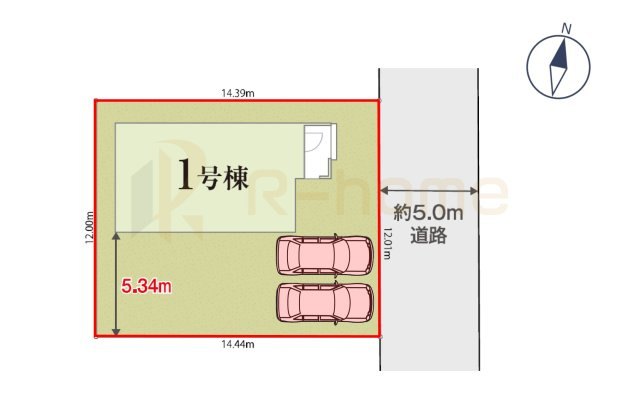 牛久市田宮町1期　新築戸建て　1号棟の区画図|大きなお買い物だからこそ、メリット・デメリットを伝えさせて頂きます。
R-homeにお任せください♪