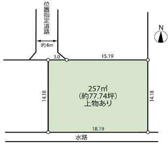 川越市福田　建築条件なし売地　東武東上線『川越駅』バス29分　【山田小学区】の区画図