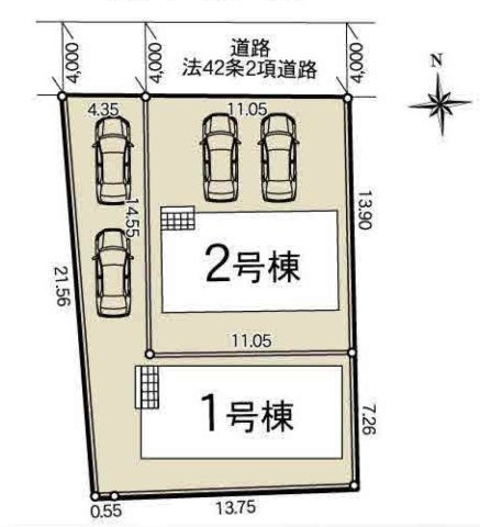 【Cradle garden】宇都宮市中久保 第3 全2棟の区画図|〇全2邸〇