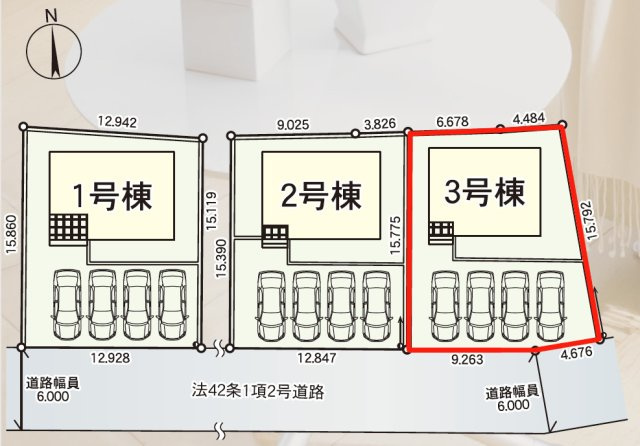 【区画図】 | Cradle garden　東根市六田　3号棟 | ★内覧予約でブランド米2kg★