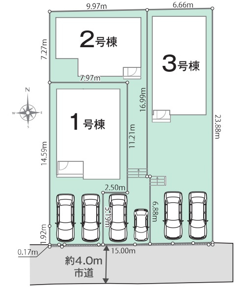 京都市伏見区向島庚申町　第1期　新築一戸建ての区画図|全3区画