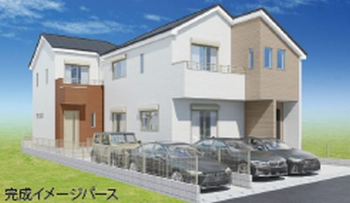 【仲介手数料０円】茅ヶ崎市浜須賀3期　新築一戸建て　全2棟の外観パース|【仲介手数料０円】茅ヶ崎市浜須賀3期　新築一戸建て　全2棟