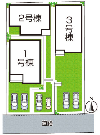 京都市伏見区向島庚申町　第1期　新築一戸建ての区画図|全3区画
