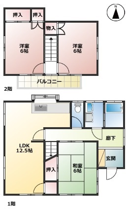 越谷市弥栄町１丁目の一戸建ての間取り