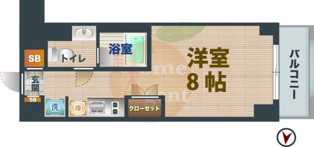 【間取り】 | ザ・パークハビオ高円寺 | 1Rのお部屋です。