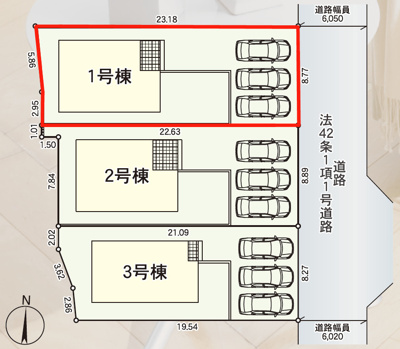 【区画図】 | Cradle garden　寒河江市仲谷地第4　1号棟 | ★内覧予約でブランド米2kg★