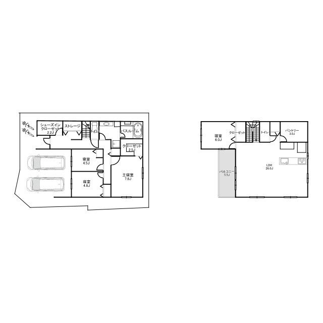 大田区久が原　建築条件付売地の参考プラン|LDK26帖以上の2階建4LDK　延床：132.48㎡　建物参考価格：4876万円