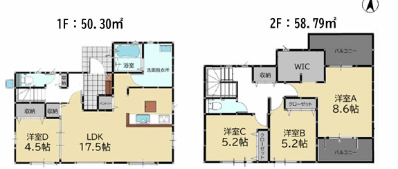 糟屋郡篠栗町尾仲１丁目１期　１号棟の間取り
