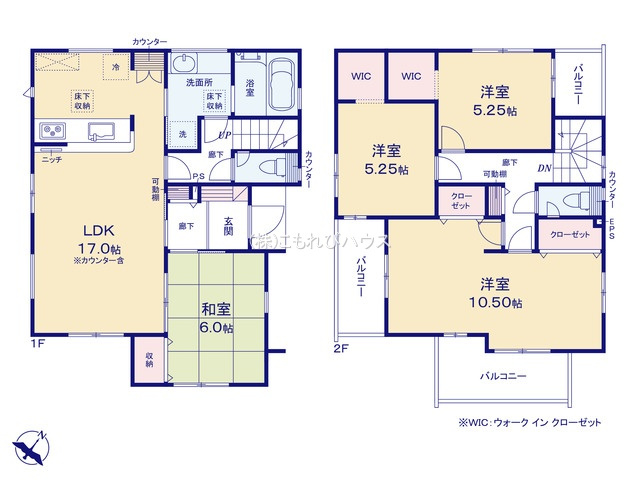 桶川市北1丁目　新築一戸建て　ブルーミングガーデン　01の間取り|【全1棟・1号棟】桶川市北1丁目　新築一戸建て　ブルーミングガーデン　01・4LDK・土地面積154.66m2・建物面積107.64m2