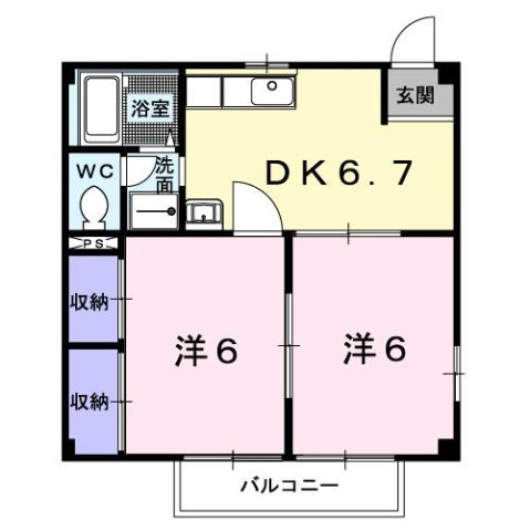サンハイツ梶山Ｂの間取り