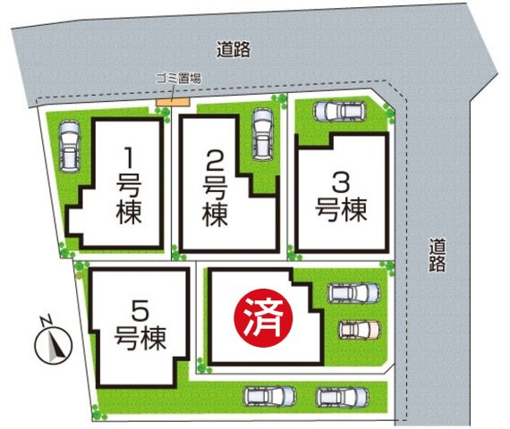★乙訓郡大山崎町大山崎尻江　第1期　新築一戸建ての区画図|全5区画