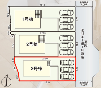 【区画図】 | Cradle garden　寒河江市仲谷地第4　3号棟 | ★内覧予約でブランド米2kg★