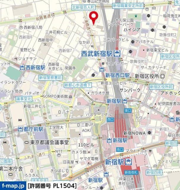 ファーストリアルタワー新宿の地図