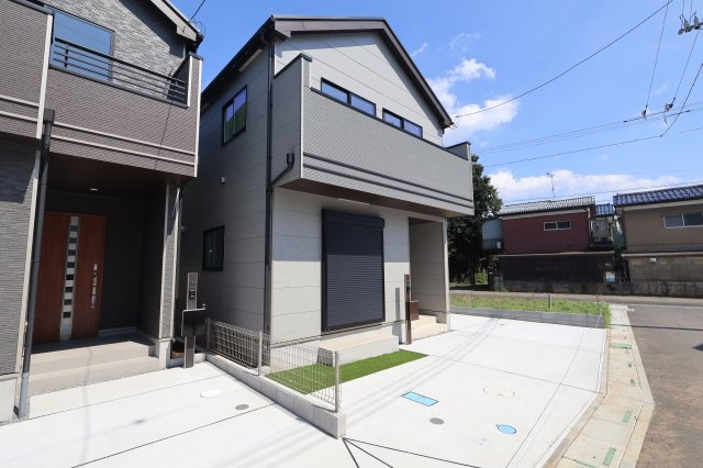《仲介手数料無料》上尾市二ツ宮1001新築一戸建てハートフルタウンの外観|撮影日 2026年8月24日 13:30 晴れ