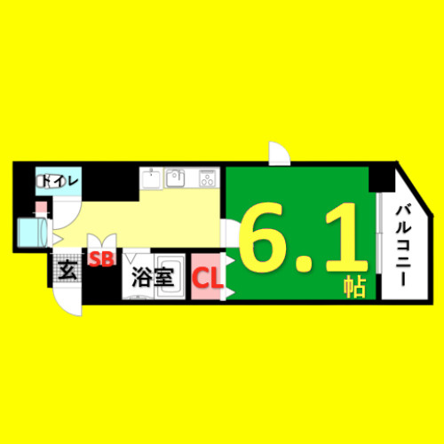プレサンス鶴舞グリーンパーク　名古屋市賃貸　仲介手数料無料の間取り